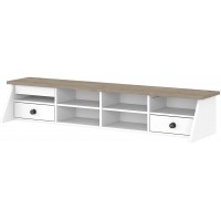 Bush Furniture Mayfield Desktop Organizer in Pure White and Shiplap Gray
