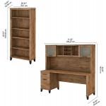 Bush Furniture Somerset Office Desk with Hutch and 5 Shelf Bookcase 72W Fresh Walnut