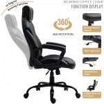Newnno Office Chair Desk Chair Ergonomic Big Home Office Chair Executive and Managerial Chair High Back Comfortable Swivel Computer Chair with PU Leather Lumbar Support Wheels Padded Armrests Black