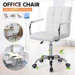 Yaheetech Computer Desk and Chair Set White Desk Chairs with Wheels & PC Laptop Writing Study Gaming Computer Table Workstation w Studio Wood Desktop Metal Frame