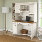 Bush Furniture Fairview Computer Desk with Hutch and Drawers Antique White
