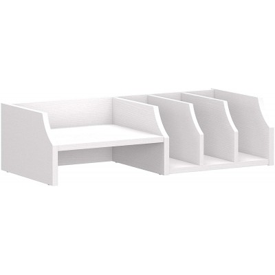 Bush Furniture Key West Desktop Organizer 27W x 12D x 7H Pure White Oak