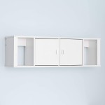 Designer Floating Hutch White Modern Contemporary Rectangular MDF Cabinet Includes Hardware
