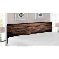 Ambesonne Chocolate Headboard Rough Dark Timber Texture Image Rustic Country Theme Hardwood Carpentry Upholstered Decorative Metal Bed Headboard with Memory Foam King Size Dark Brown