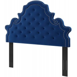 America Luxury Bedroom Tufted Headboard King Size Velvet Blue Navy Modern Contemporary Bedroom Master Guest Suite