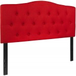 BizChair Arched Button Tufted Upholstered Full Size Headboard in Red Fabric