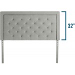 LUCID Bordered Upholstered Headboard with Diamond Tufting for King California King Size Bed Frame Stone