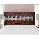 Lunarable Sports Headboard American Football Leather Laces Fun Traditional Sport Close up Photo Print Upholstered Decorative Metal Bed Headboard with Memory Foam Full Size Brown Beige