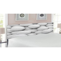 Lunarable Sports Headboard Pile of Realistic Golf Balls Together Closeup Picture Challenge Entertainment Joyful Upholstered Decorative Metal Bed Headboard with Memory Foam King Size White Grey