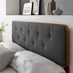 Modway Collins Tufted Fabric and Wood Queen Headboard in Walnut Charcoal