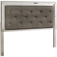 Signature Design by Ashley Lonnix Glam Faux Leather Tufted Panel Headboard ONLY Queen Gray