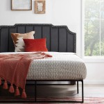 VECELO Faux Leather Headboard Black Upholstered Heaboards Nail Trim Decor Modern Bed Backboard Queen Size