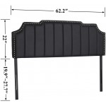 VECELO Faux Leather Headboard Black Upholstered Heaboards Nail Trim Decor Modern Bed Backboard Queen Size