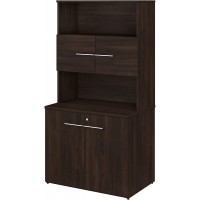 Bush Business Furniture Office 500 Tall Storage Cabinet with Doors and Shelves 36W Black Walnut