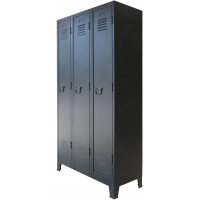 GOCIHONOR | Locker Cabinet Metal Industrial Style | Wardrobe with Hanging Bars and 3 Storage Compartments | Home Office Cabinet | Multifuctional File Cabinet | 35.4"x17.7"x70.9" | Black