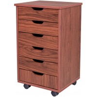 Hallway Entryway Closet Storage Stand 6 Tier Drawer Rolling Wood Filing Cabinet Office Holder Mobile Storage