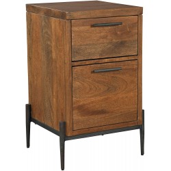 Hekman Furniture Office Cabinet Bedford Finish Durable Mango Solids Metal Forged Iron Base & Hardware 2 Storage File Drawers Rustic Home Decor