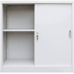 Home Office Cabinet with Sliding Doors Metal 35.4"x15.7"x35.4" Gray