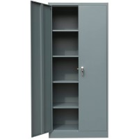 Metal Storage Cabinet with 2 Doors and 4 Shelves Lockable Steel Storage Cabinet for Office Garage Warehouse 70.86" H x 31.5" W x 15.75" D Grey