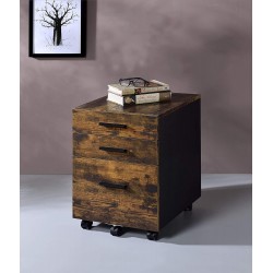 Q-Max 22" Tall Contemporary Style File Cabinet in Weathered Oak with 3 Storage Drawer