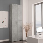 WELLIKEA Office Cabinet Concrete Gray 23.6"x12.6"x74.8" Chipboard