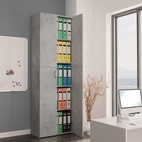 WELLIKEA Office Cabinet Concrete Gray 23.6"x12.6"x74.8" Chipboard