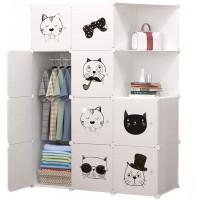 Closet Wardrobe Portable Wardrobe Closet Clothes Wardrobe Bedroom Armoire Storage Organizer with White Doors 7 Cubes &1 Hanging Sections Color : White Size : A