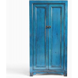 Design MIX Furniture Cobalt Blue Lacquer Armoire. Large Cabinet with Lots of Storage for Your Home. Great as a Dining Hutch Bedroom Cabinet or Supply Storage for Your Office!