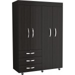 FM FURNITURE Janeiro Armoire with One Cabinet and One Hidden Drawer- Black Wengue Finish. for Bedroom