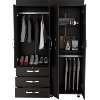 FM FURNITURE Janeiro Armoire with One Cabinet and One Hidden Drawer- Black Wengue Finish. for Bedroom