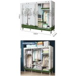 GQSJYM Sliding Door Cloth Wardrobe Simple Wardrobe Simple and Modern Small Apartment Steel Frame Thickened and Thickened Strong and Durable Armoire for Home Bedroom Rental Room