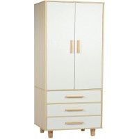 Modern Minimalist Wardrobe Bedroom Assembly Whole Wooden Wardrobe,with 3-Drawers Bedroom Armoires