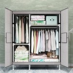 Portable Wardrobe Closets Portable Wardrobe for Hanging Clothes,Wardrobe Storage Closet ​Bedroom Armoire with Doors Easy to Assemble 66"L X 17.7"D X 69"H Wardrobe Storage Closet  Color : D