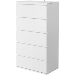 5 Drawer Dresser Modern Storage Chest of Drawer with Large Storage Space 23.6L x 15.7W x 39.4H Inch Bedroom Tall Nightstand Clothing Organizer Cabinet White