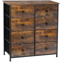AMHANCIBLE Dresser for Bedroom with 8 Nylon Drawer Wooden Rustic Brown Dresser with Metal Frame Closet Dresser Anti-Tipping Device and X-Shaped Reinforcement on Back