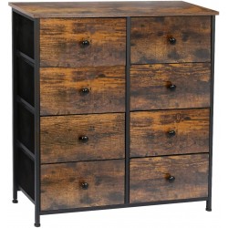 AMHANCIBLE Dresser for Bedroom with 8 Nylon Drawer Wooden Rustic Brown Dresser with Metal Frame Closet Dresser Anti-Tipping Device and X-Shaped Reinforcement on Back
