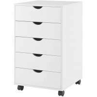 Drawer Dresser Storage Cabinet for Makeup Dresser Tall Chest of Drawers Drawer Chest Makeup Cabinet with Wheels Wood Closet Storage Drawers for Bedroom by Naomi Home 5 Drawer White