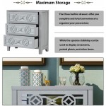 Henf Dresser with 3 Drawers Modern Chest with Decorative Mirror Dresser Chest with Storage Space Organizer with Solid Wood Frame for Bedroom Living Room Closet Entryway Hallway Silver