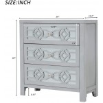 Henf Dresser with 3 Drawers Modern Chest with Decorative Mirror Dresser Chest with Storage Space Organizer with Solid Wood Frame for Bedroom Living Room Closet Entryway Hallway Silver