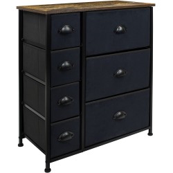 Sorbus Dresser with Drawers Furniture Storage Tower Unit for Bedroom Hallway Closet Office Organization Steel Frame Wood Top Easy Pull Fabric Bins Wood Top Black