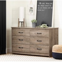 South Shore Tassio 6-Drawer Double Dresser Weathered Oak