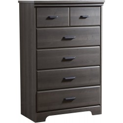 South Shore Versa Collection 5-Drawer Dresser Gray Maple with Antique Handles