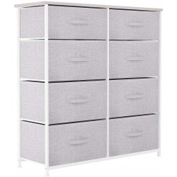 YITAHOME Storage Tower Unit with 8 Drawers Fabric Dresser with Large Capacity Organizer Unit for Bedroom Living Room & Closets Sturdy Steel Frame Wooden Top & Easy Pull Fabric Bins Light Grey