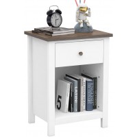 ChooChoo Nightstand Bedroom Side Table with 1-Drawer Storage Cabinet Wooden End Table Bedside Table White