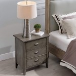 Leick Home Collection Nightstand with A C Electrical USB charging outlets gray.