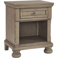 Signature Design by Ashley Lettner Modern Traditional 1 Drawer Nightstand Light Gray
