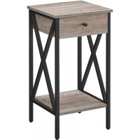VASAGLE VINCYER Nightstand End Table Side Table Tall Nightstand with Drawer and Storage Shelf Industrial Greige and Black ULET501B02