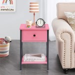 VECELO Modern X-Design Night Stand Versatile Nightstands End Side Table with Drawer& Storage Shelf 1 PCS Pink