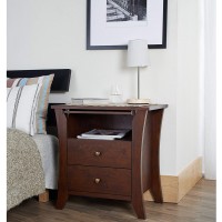 Vintage Walnut Modern 2-Drawer Nightstand Brown MDF Veneer Finish Wood Includes Hardware Shelf