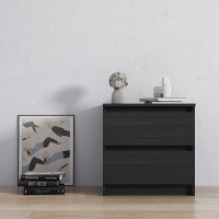 Wood Nightstand Night Stand for Bedroom Modern End Side Table with 2 Drawers Black,19.68" L x 15.74" W x 19.68" H
